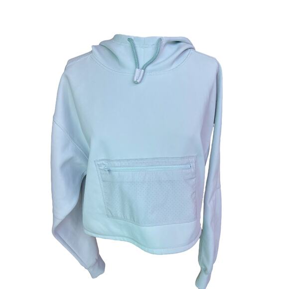 Free People Movement Light Blue Reach The Summit Cropped Hoodie Crop High Neck S - Picture 3 of 14